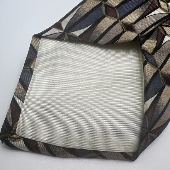 Emilio Ponti Men's Long Tie Silk Necktie 60"x 3.75” Jewel Tone Geometric WOW! - Picture 6 of 8